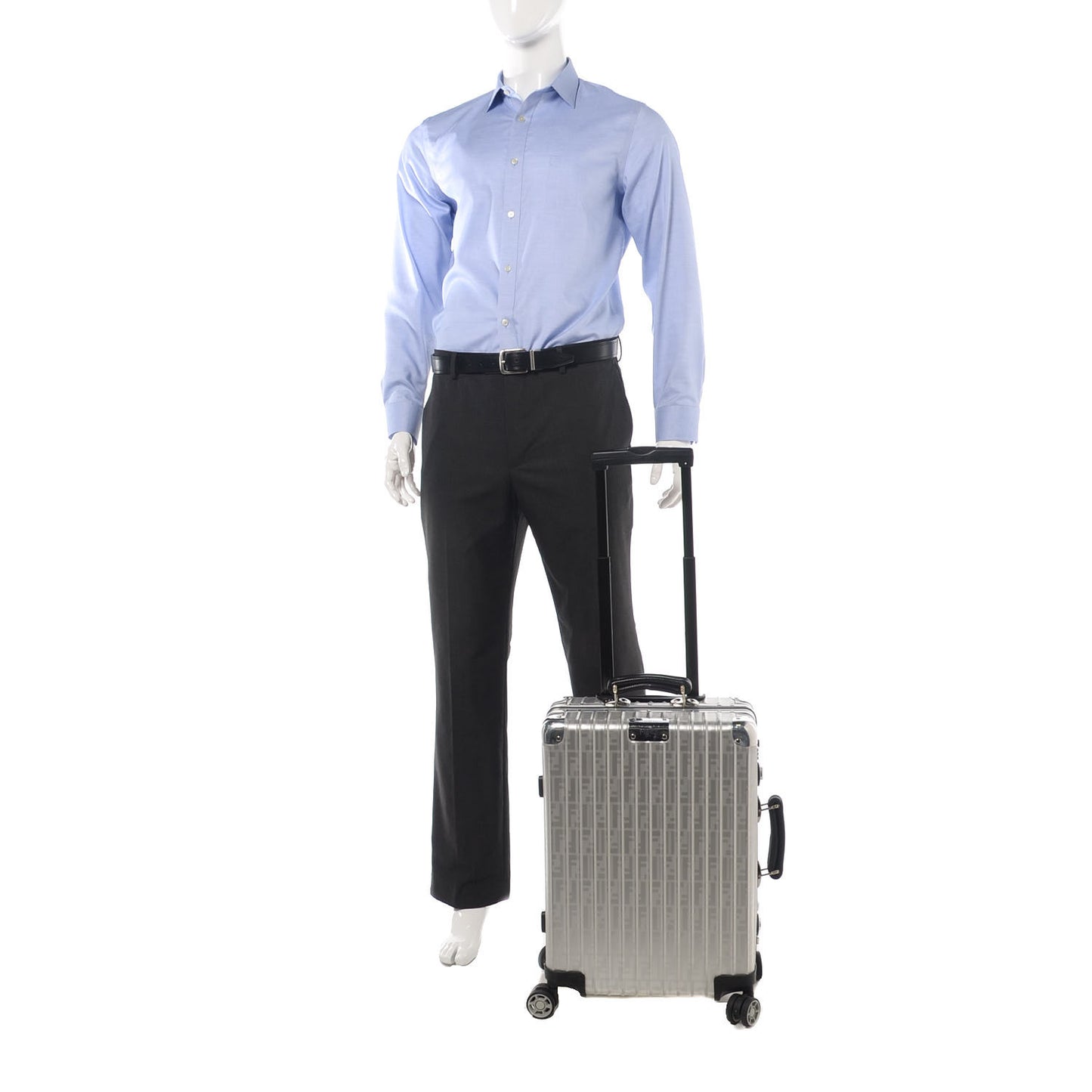 X RIMOWA Aluminum FF Print Roll Away Carry On Luggage Silver