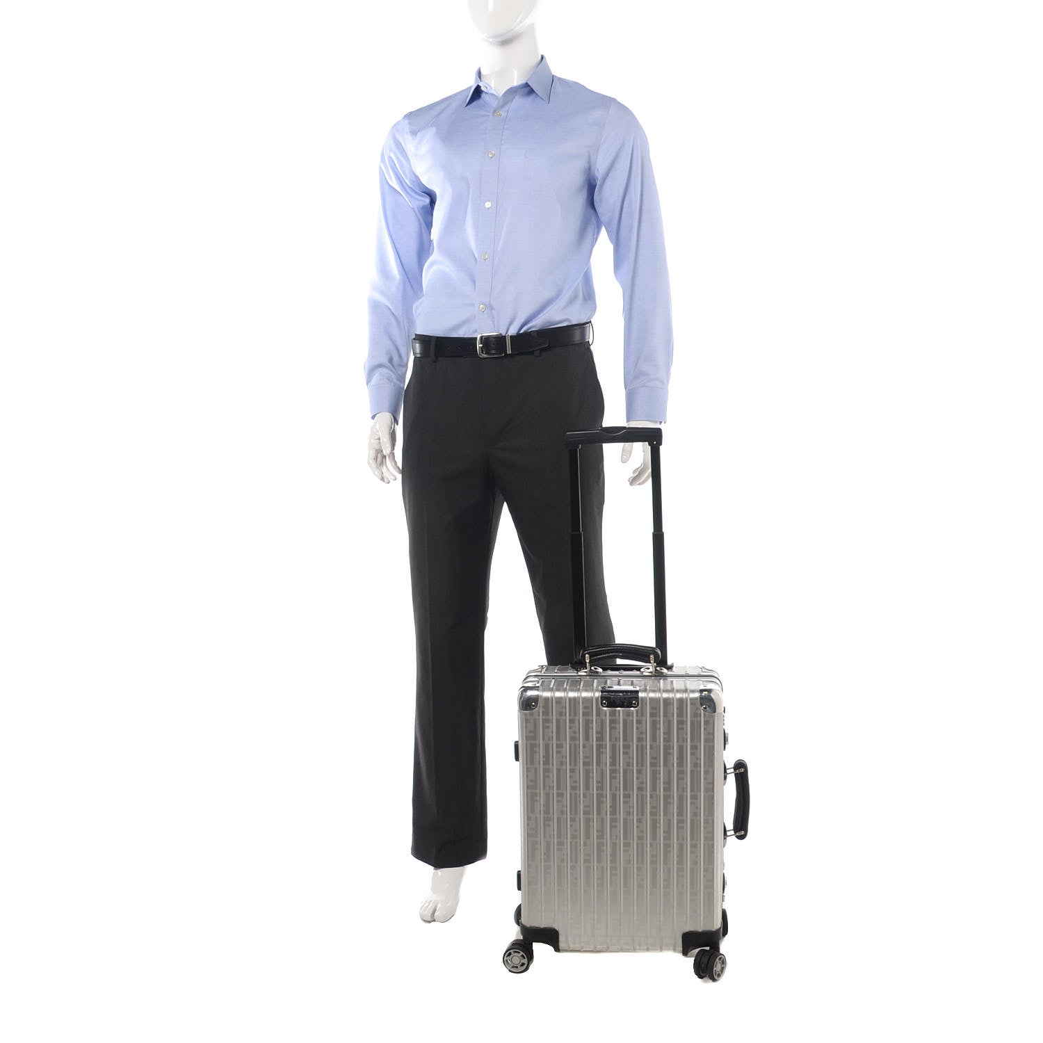 Fendi X RIMOWA Aluminum FF Print Roll Away Carry On Luggage Silver 2 of 11