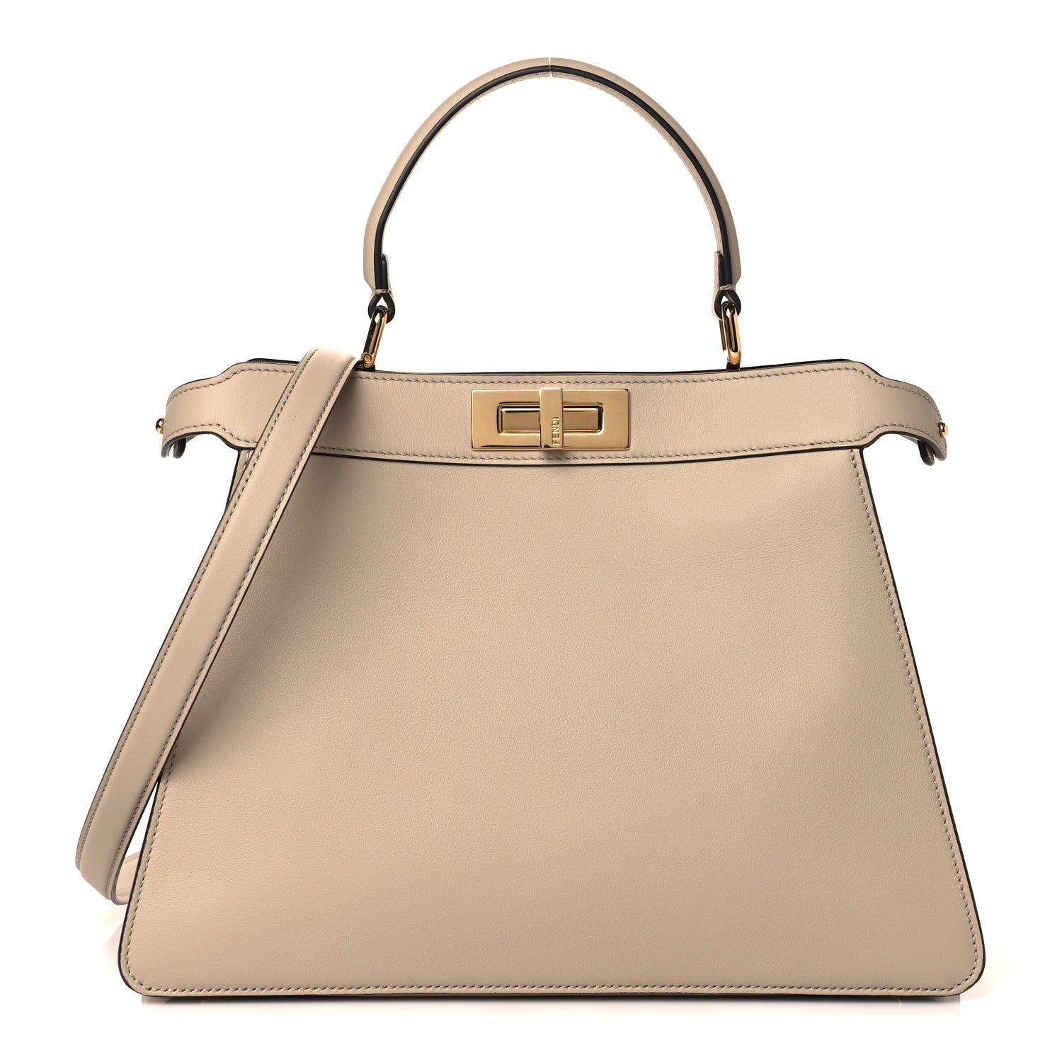 Fendi Vitello Seta Canvas FF Embroidered Medium Peekaboo I SEE U Satchel Nuvola Grezzo White 3 of 11