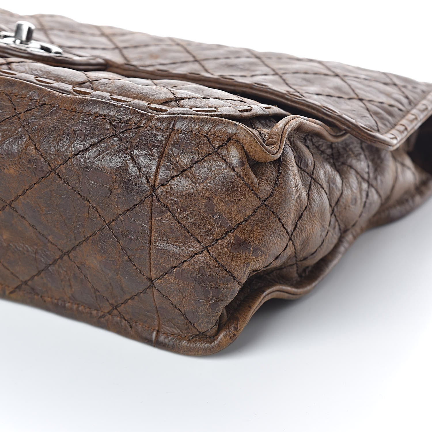 Chanel Aged Crumpled Calfskin Vintage Flap Brown 10 of 17
