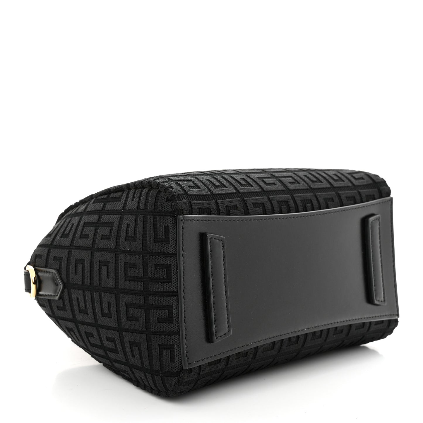 Canvas Jacquard Embroidered Calfskin 4G Mini Antigona Black