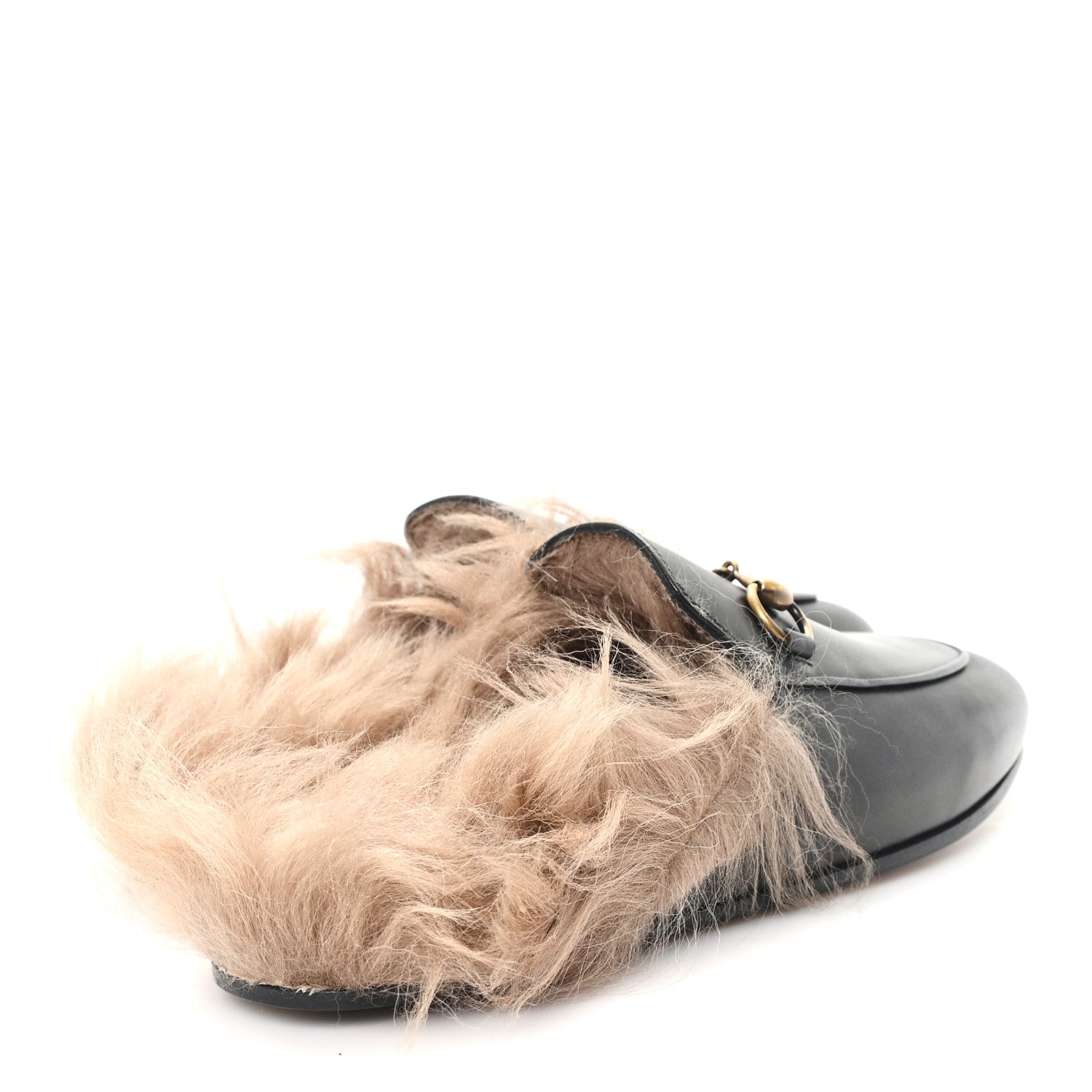 Gucci Calfskin Fur Womens Princetown Slippers 35 Black 5 of 8