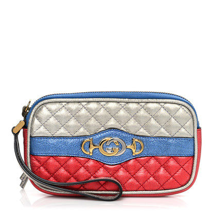 Gucci Laminated Nappa Trapuntata Zumi iPhone Case Rosso Marine Argento 1 of 9