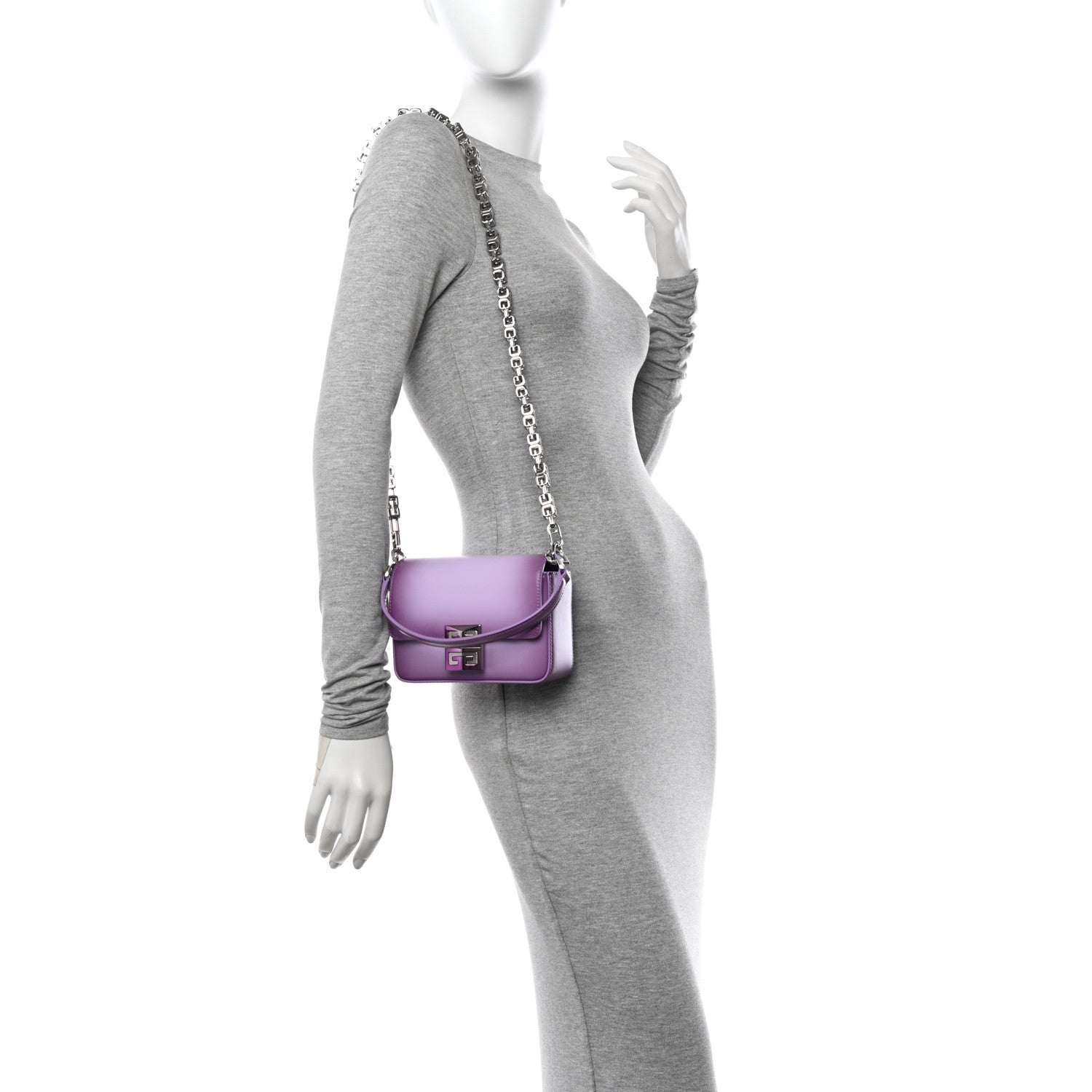 Givenchy Box Calfskin Small Gradient Effect 4G Cube Chain Crossbody Bag Mauve 2 of 10