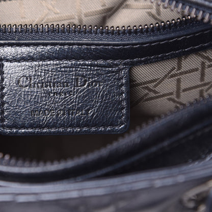 Christian Dior Metallic Lambskin Cannage Medium Lady Dior Navy Blue 6 of 11