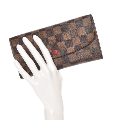 Louis Vuitton Damier Ebene Emilie Wallet Red 2 of 9