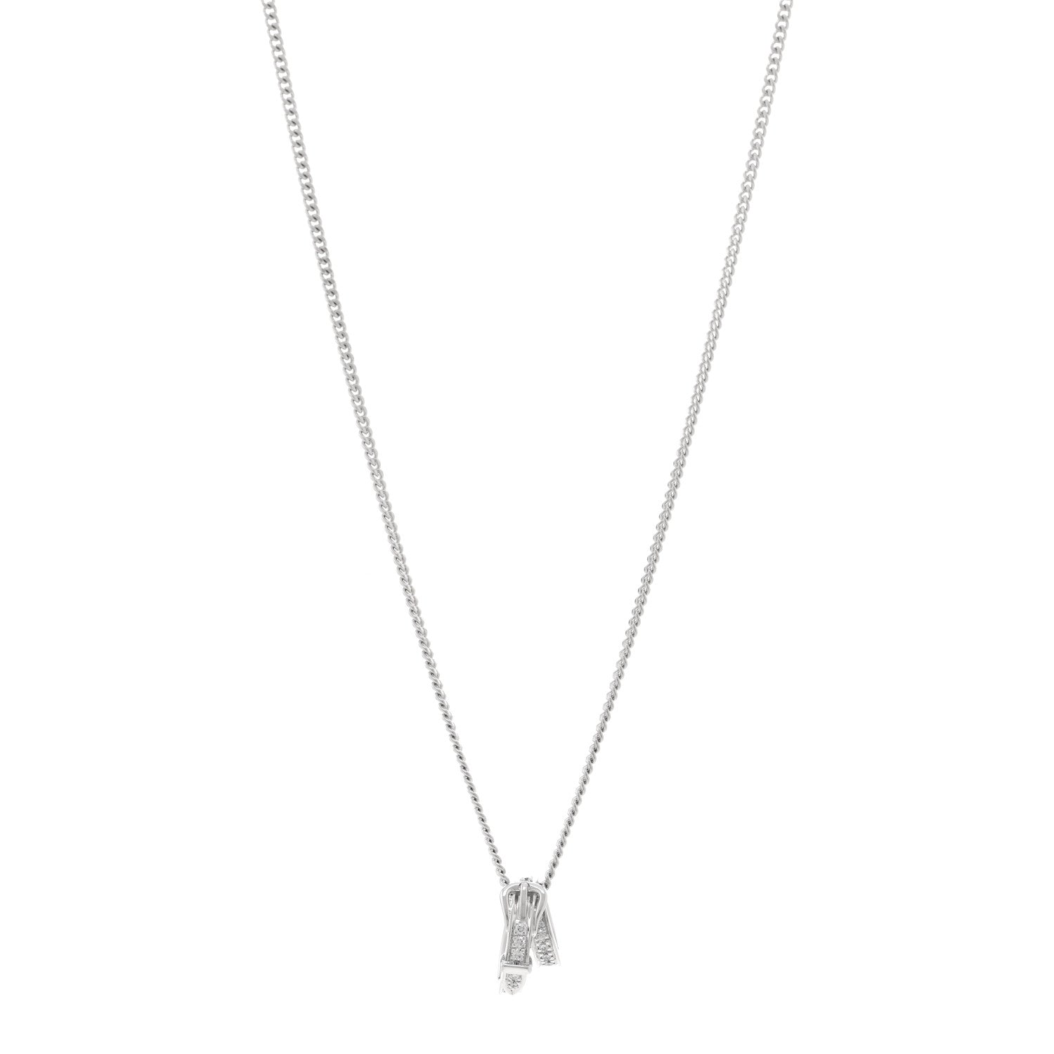 Hermes 18K White Gold Diamond Etriviere Pendant Necklace 1 of 5