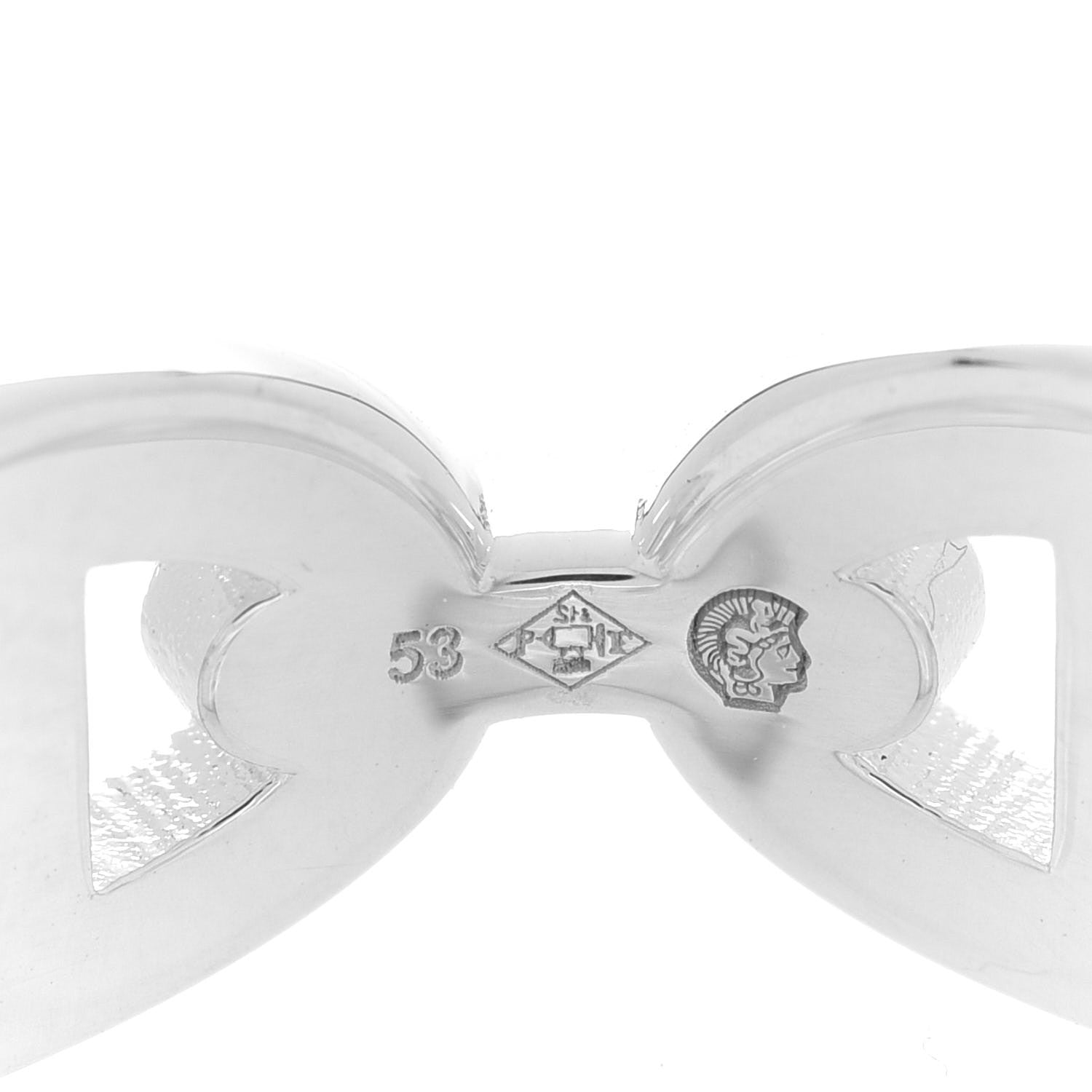 Hermes Sterling Silver PM Chaine d'Ancre Enchainee Band Ring 53 6.5 6 of 9