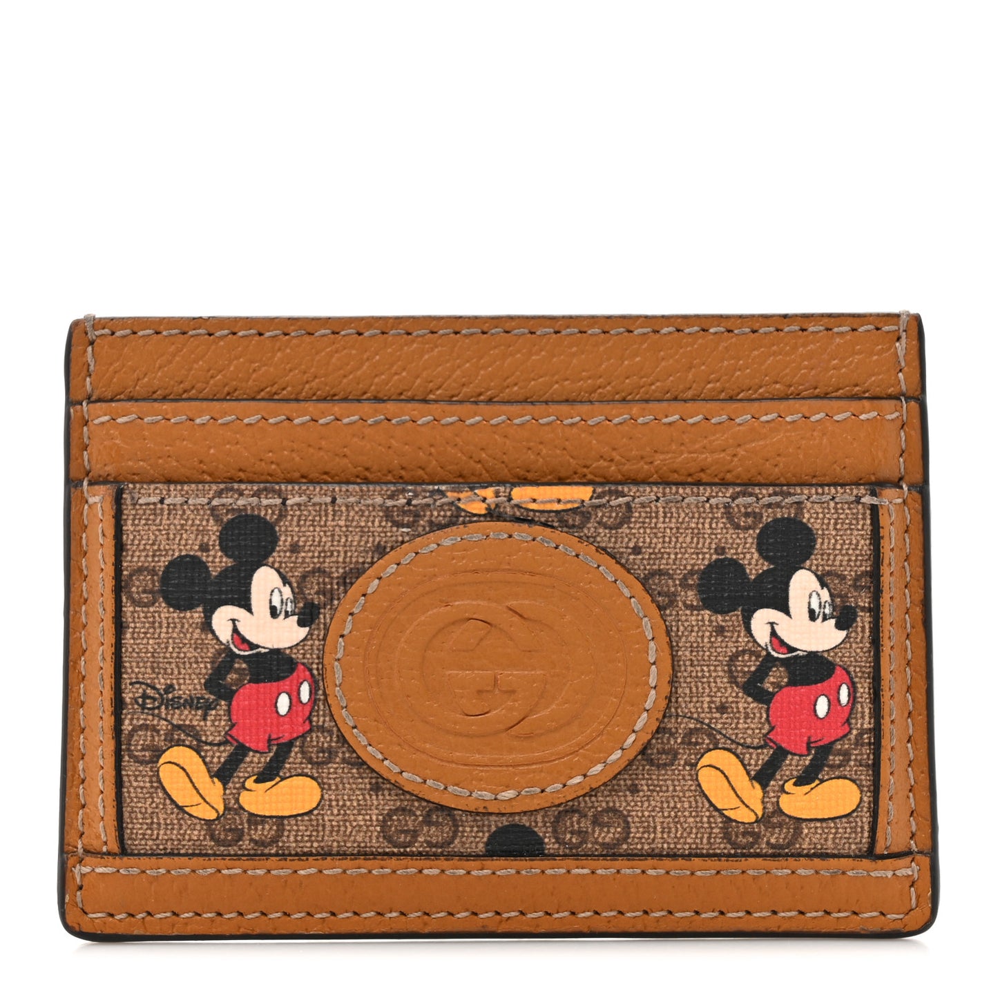 X DISNEY Mini Vintage GG Supreme Monogram Mickey Mouse Card Holder Beige Vintage Sun Oil