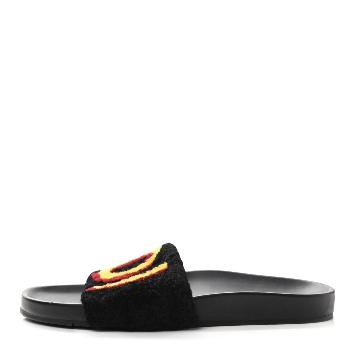 Shearling Logo Mens Slide Sandals 8 Black Giallo Ribes