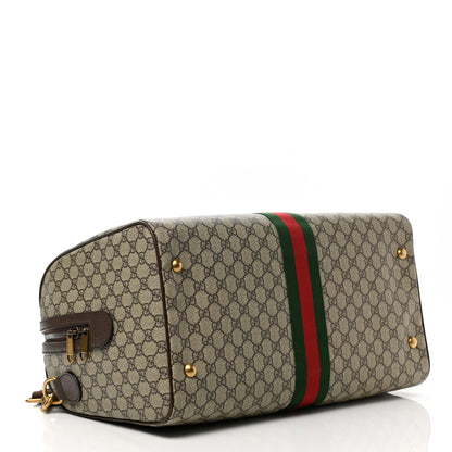 Gucci GG Supreme Monogram Textured Dollar Calfskin Web Medium Ophidia Carry-On Duffle Bag Beige Ebony New Acero 5 of 11