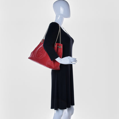 Gucci Cellarius Calfskin Medium Soho Chain Shoulder Bag Vibrant Red 2 of 14