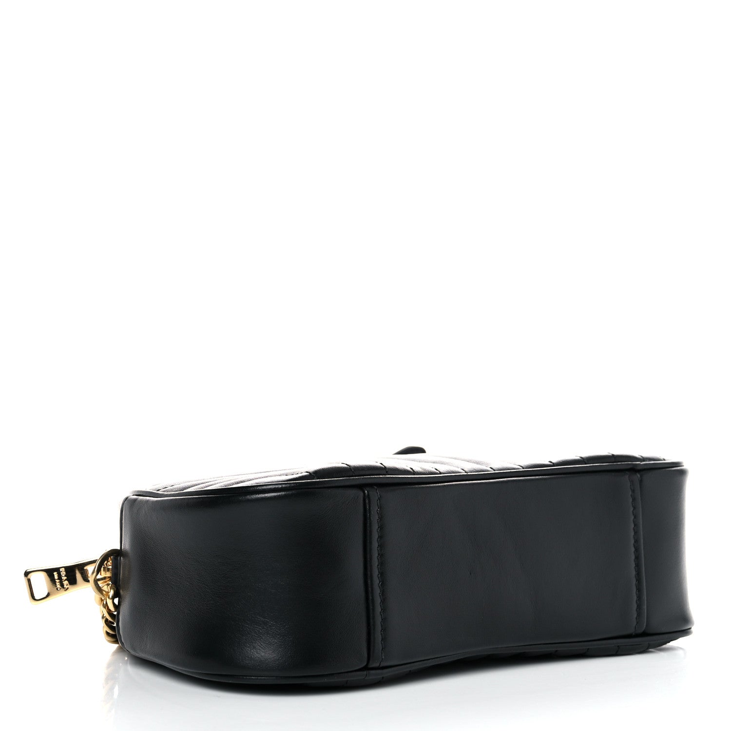 Prada Soft Calfskin Impunture Diagramme Dome Crossbody Bag Black 4 of 10