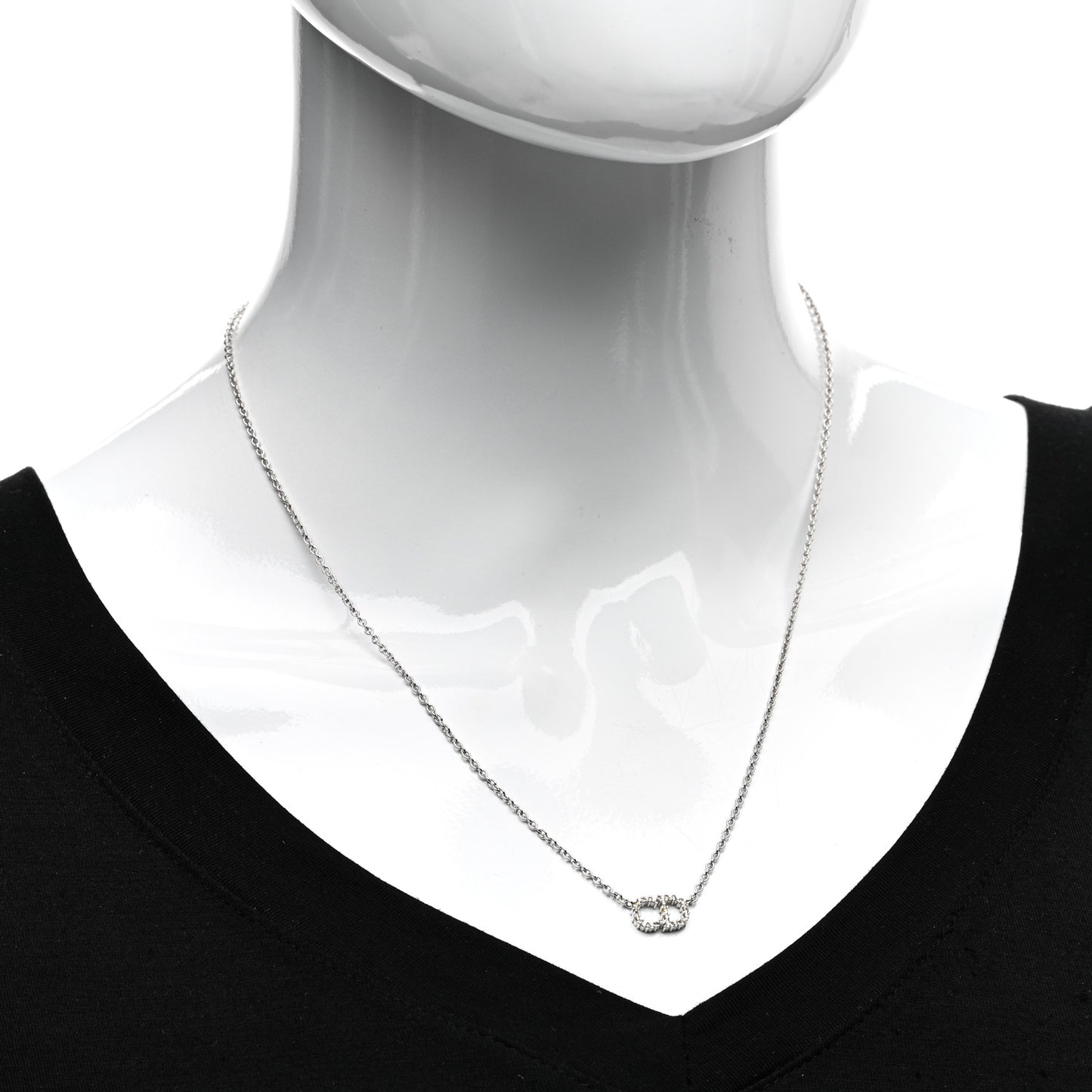 Metal Crystal Clair D Lune Necklace Silver