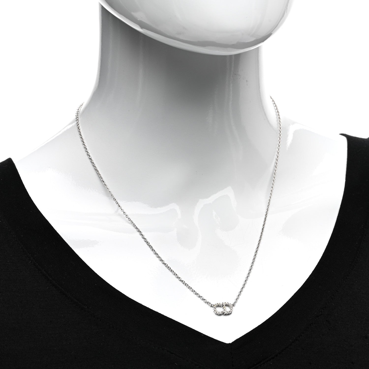 Christian Dior Metal Crystal Clair D Lune Necklace Silver 2 of 4
