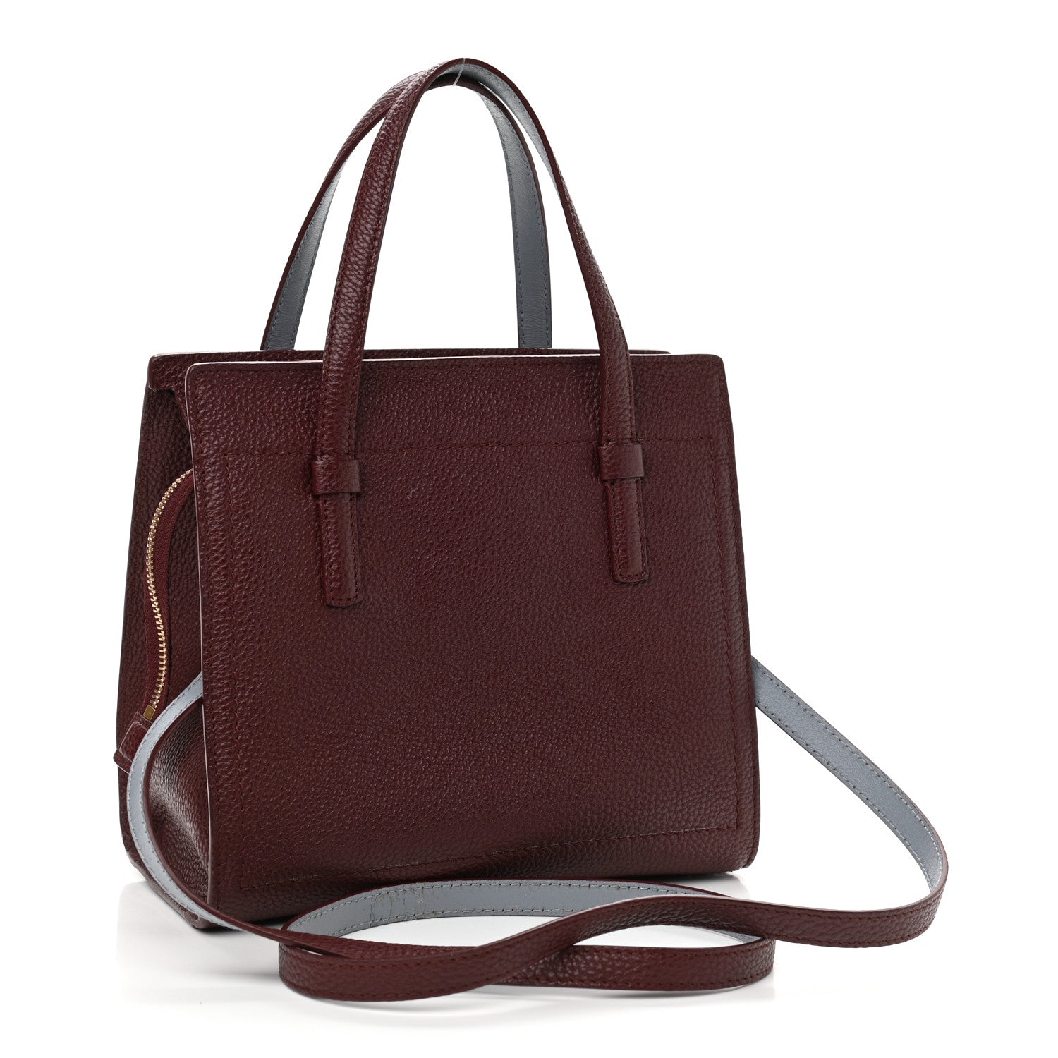 Salvatore Ferragamo Hammered Calfskin Double Handle Small Amy Tote Red 3 of 13