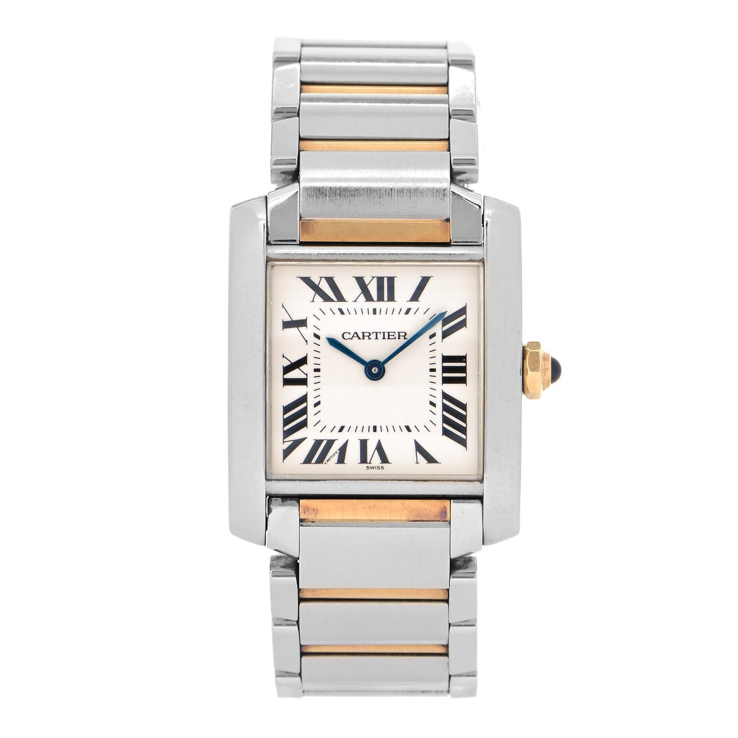 Stainless Steel 18K Yellow Gold 25mm Tank Francaise Quartz Watch