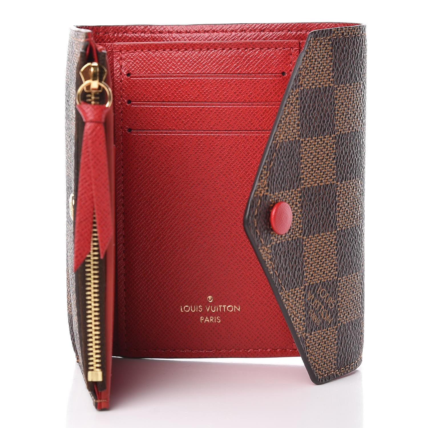 Louis Vuitton Damier Ebene Victorine Wallet Red 5 of 7