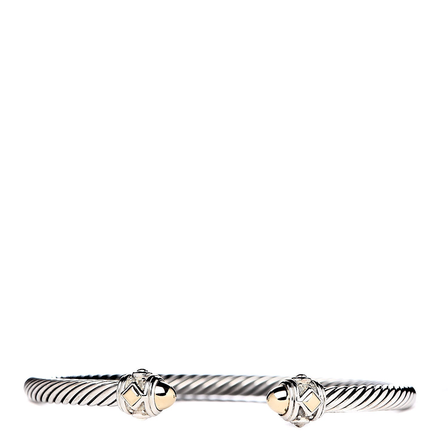 David Yurman Sterling Silver 18K Yellow Gold 3.5mm Cable Renaissance Bracelet 1 of 4