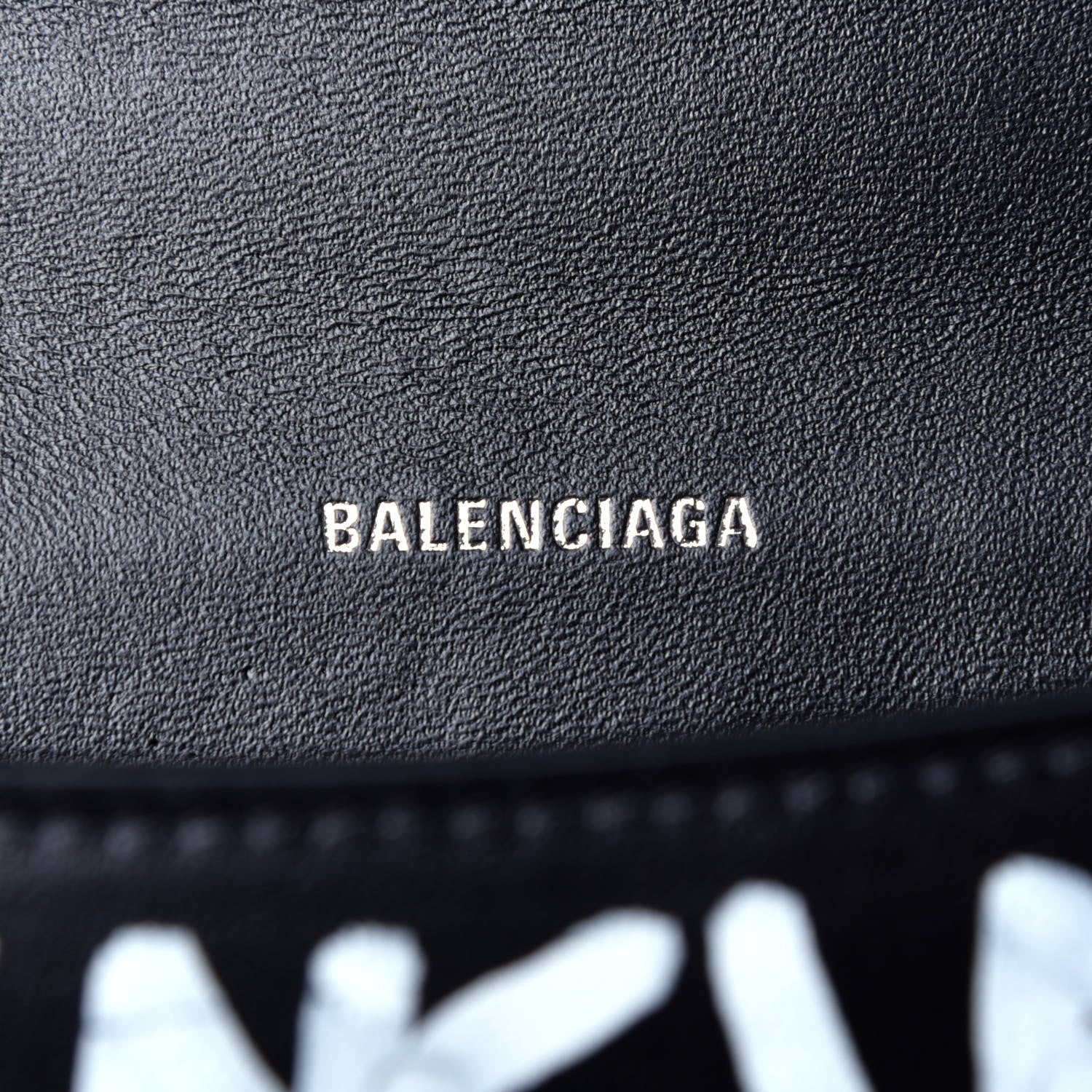 Balenciaga Smooth Calfskin Graffiti Hourglass Top Handle Bag XS Black White 6 of 11