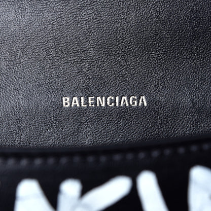 Balenciaga Smooth Calfskin Graffiti Hourglass Top Handle Bag XS Black White 6 of 11