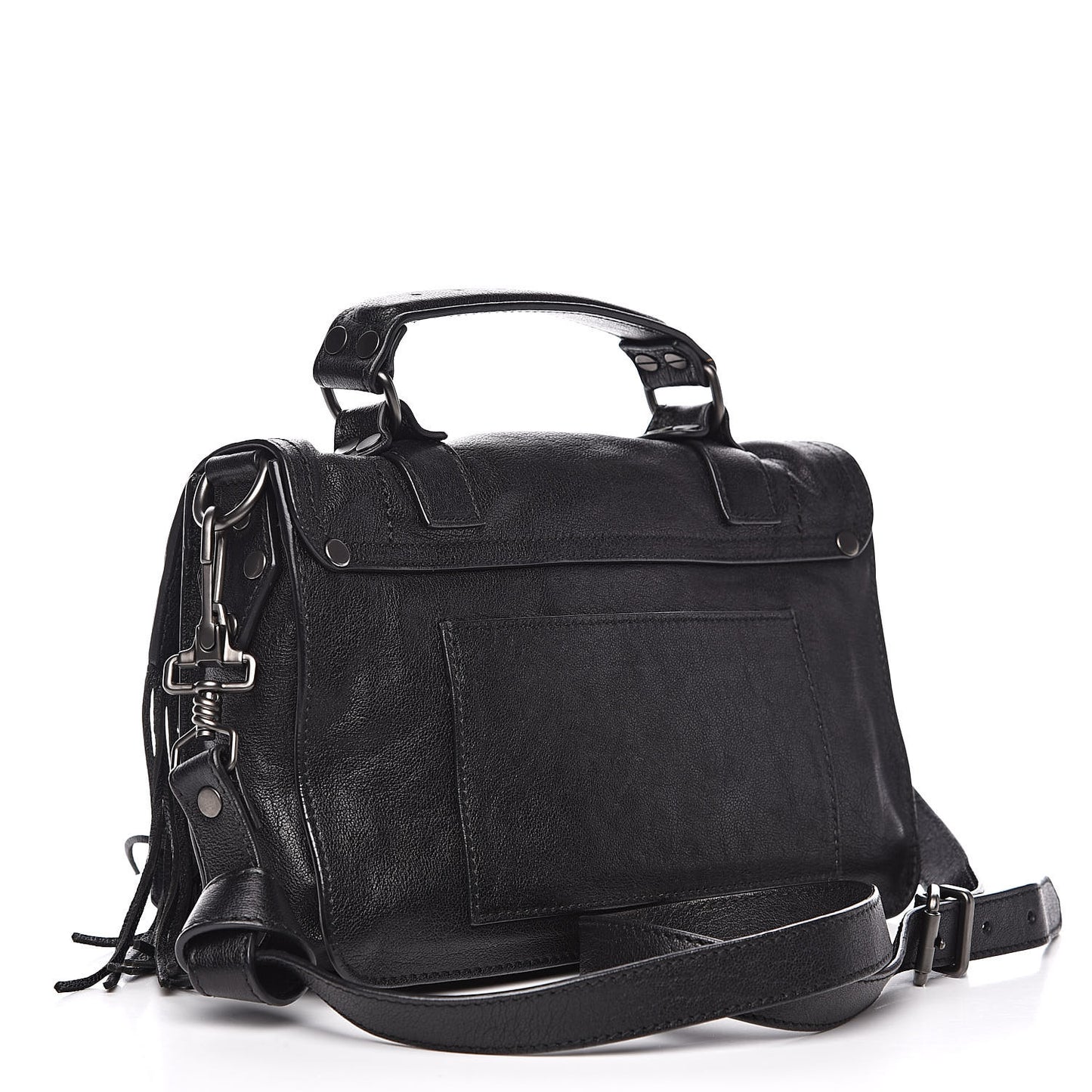Lambskin Tiny Fringe Lux PS1 Satchel Black
