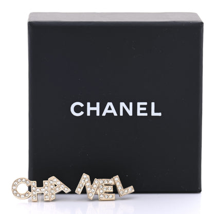 Chanel Crystal Pearl Signature Stud Earrings Gold 5 of 5