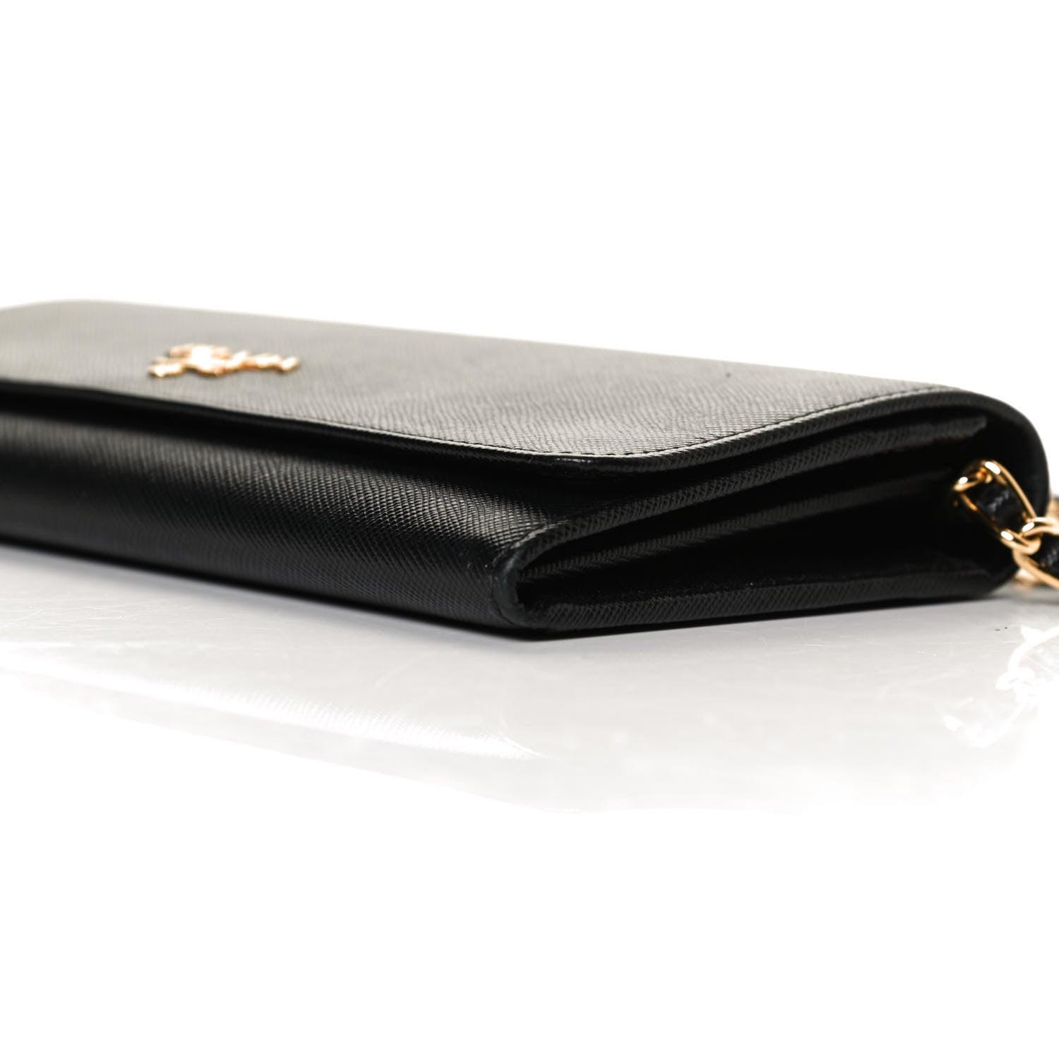 Prada Saffiano Metal Oro Chain Wallet Black 9 of 9
