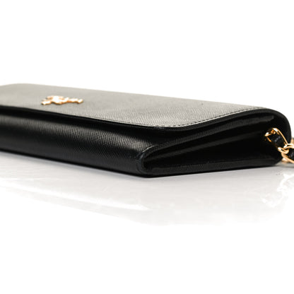 Prada Saffiano Metal Oro Chain Wallet Black 9 of 9