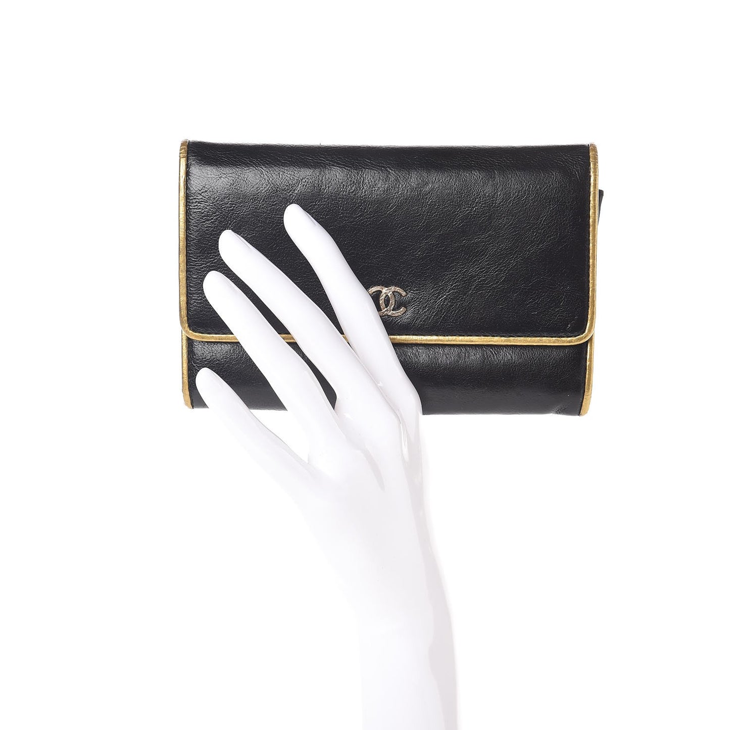 Calfskin CC Flap Wallet Black