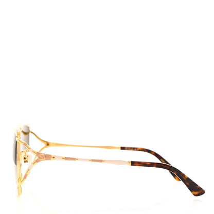Gucci Metal Square Frame GG0593SK Sunglasses Ivory Gold Brown 3 of 8
