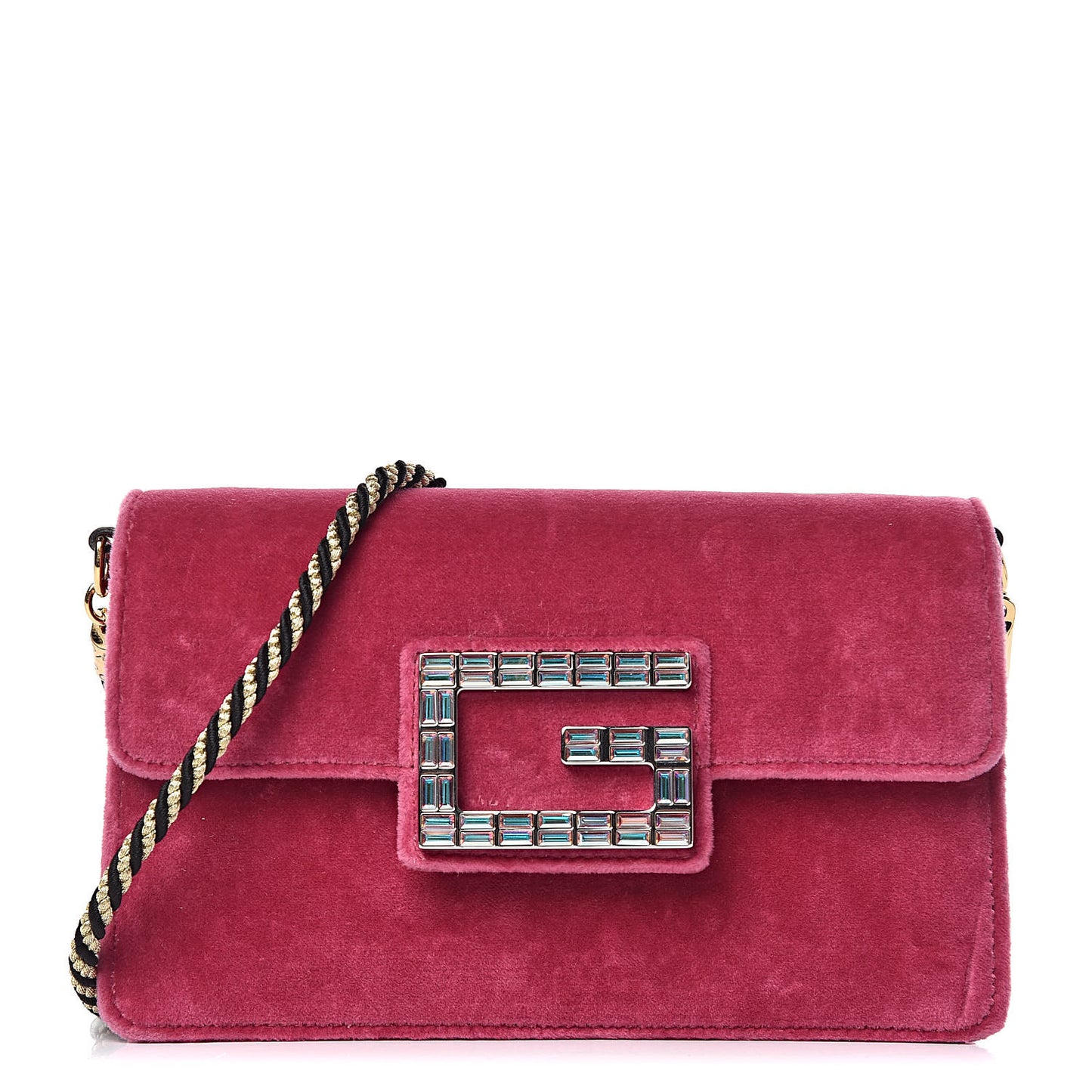 Velvet Crystal Square G Shoulder Bag Light Raspberry Rose
