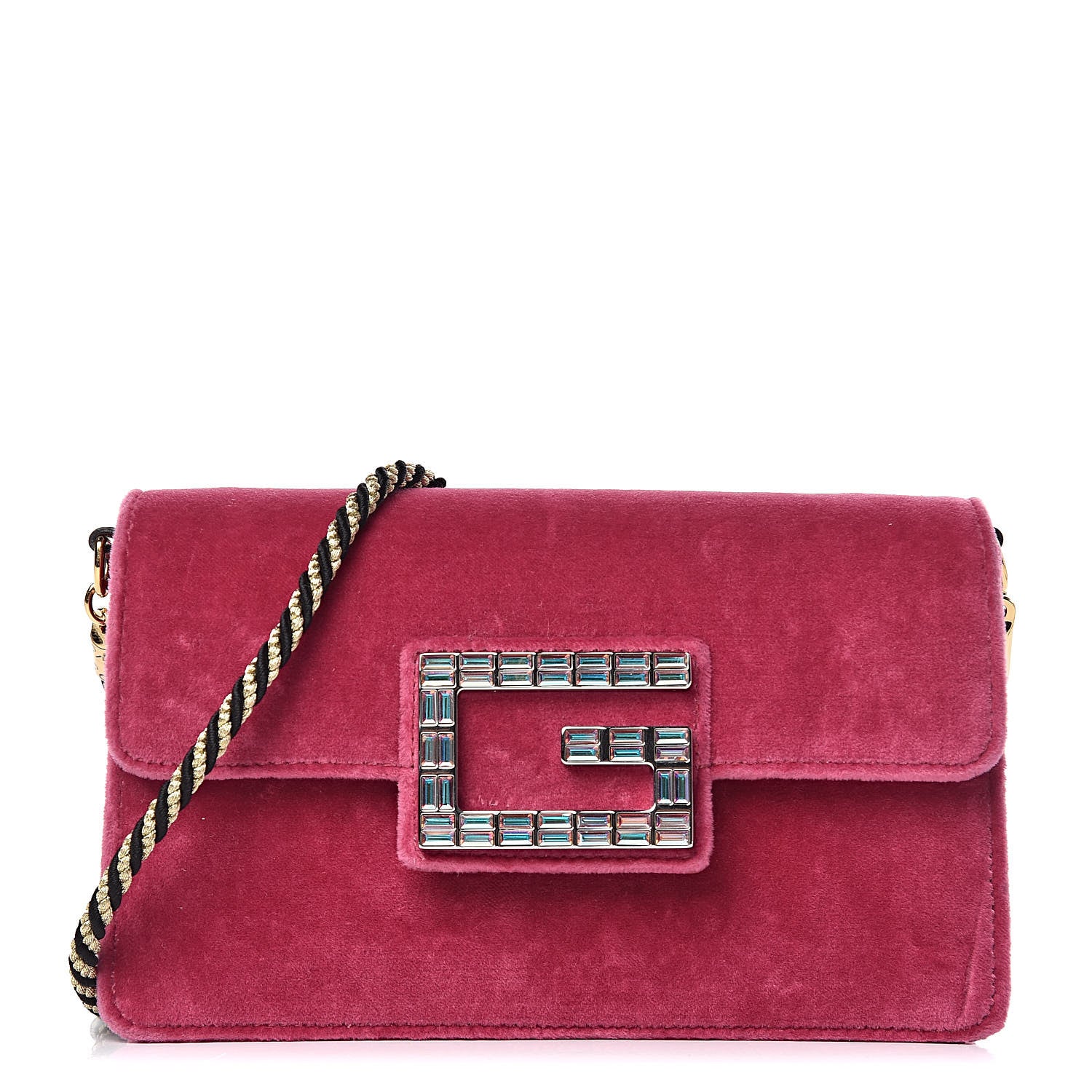 Gucci Velvet Crystal Square G Shoulder Bag Light Raspberry Rose 1 of 10