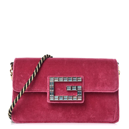 Gucci Velvet Crystal Square G Shoulder Bag Light Raspberry Rose 1 of 10
