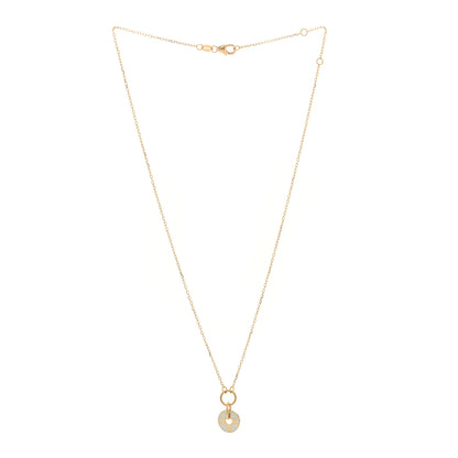 Foundrae 18K Yellow Gold Enamel Petite Champleve True Love Knot Necklace White 3 of 5