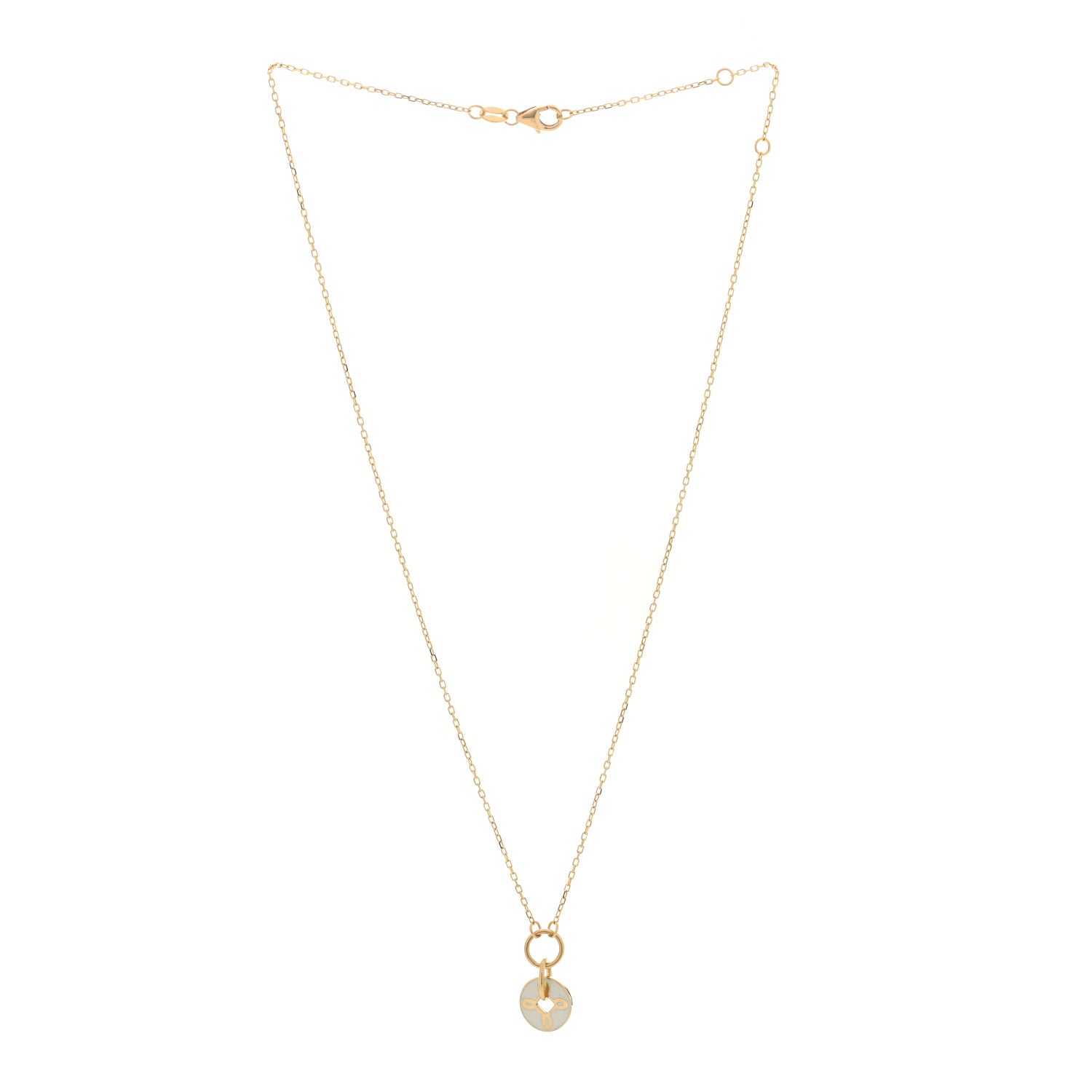 Foundrae 18K Yellow Gold Enamel Petite Champleve True Love Knot Necklace White 3 of 5