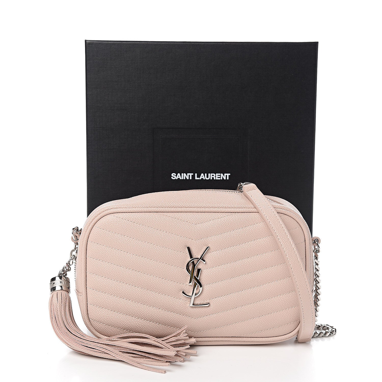 Saint Laurent Grain De Poudre Matelasse Monogram Mini Lou Camera Bag Marble Pink 9 of 9