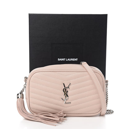 Saint Laurent Grain De Poudre Matelasse Monogram Mini Lou Camera Bag Marble Pink 9 of 9
