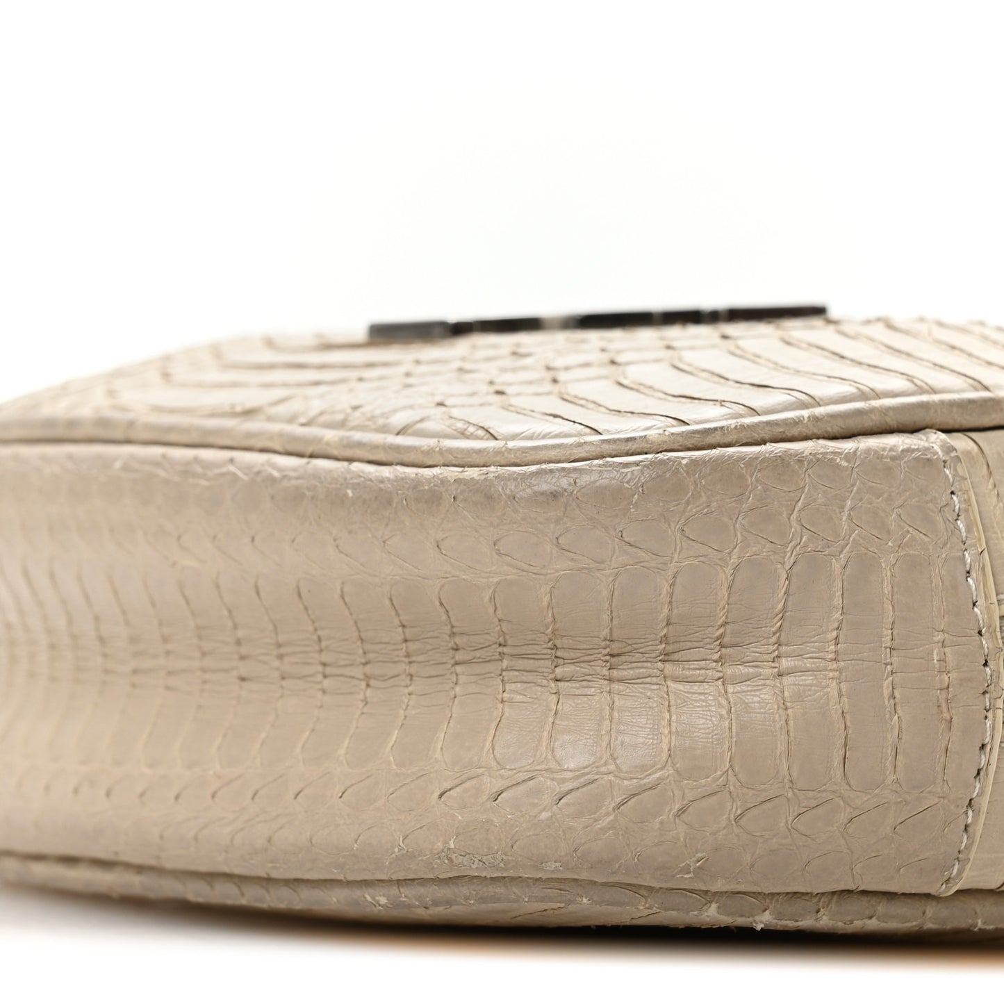 Snakeskin Monogram Blogger Bag Light Cream