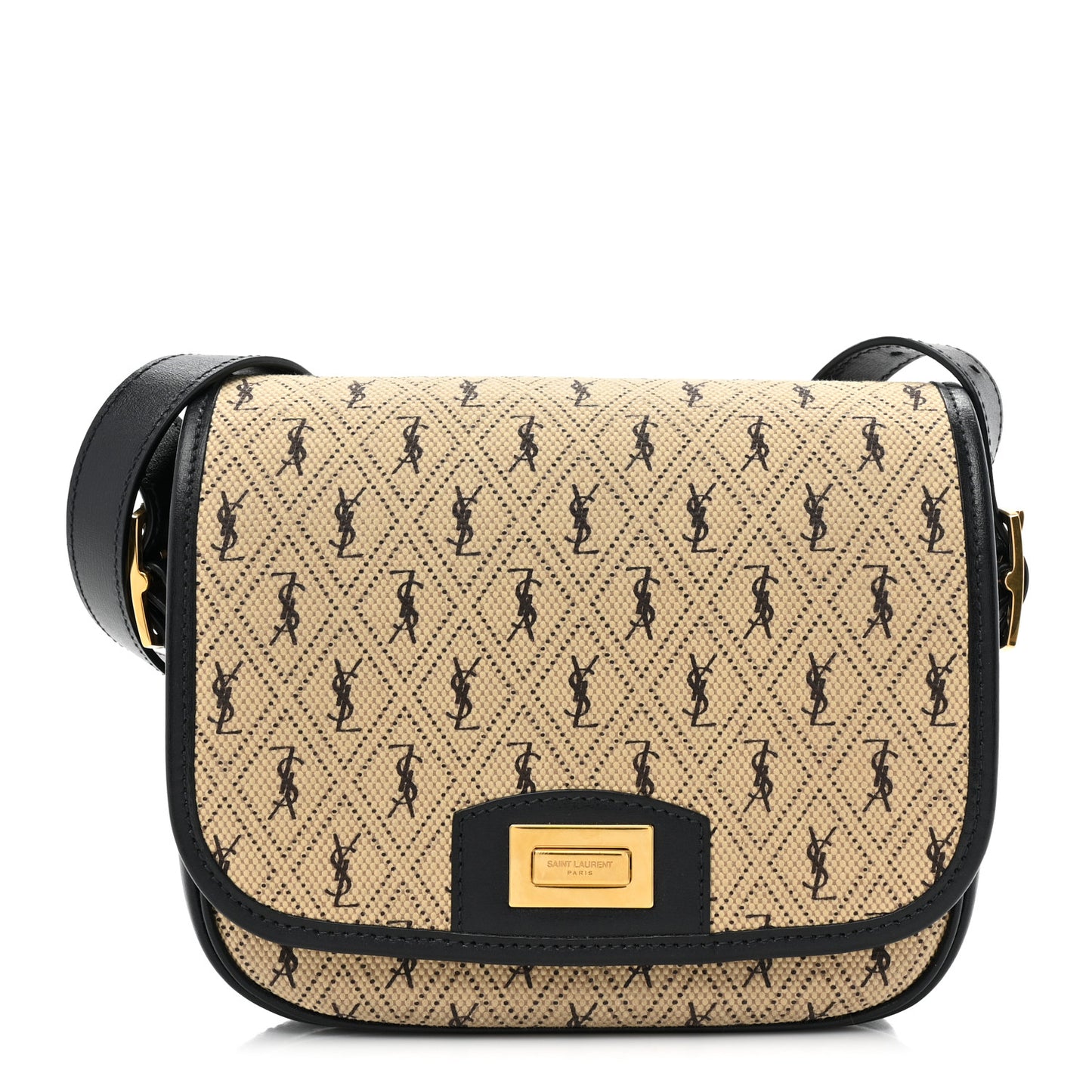 Canvas Monogram All Over Small Satchel Bag Beige
