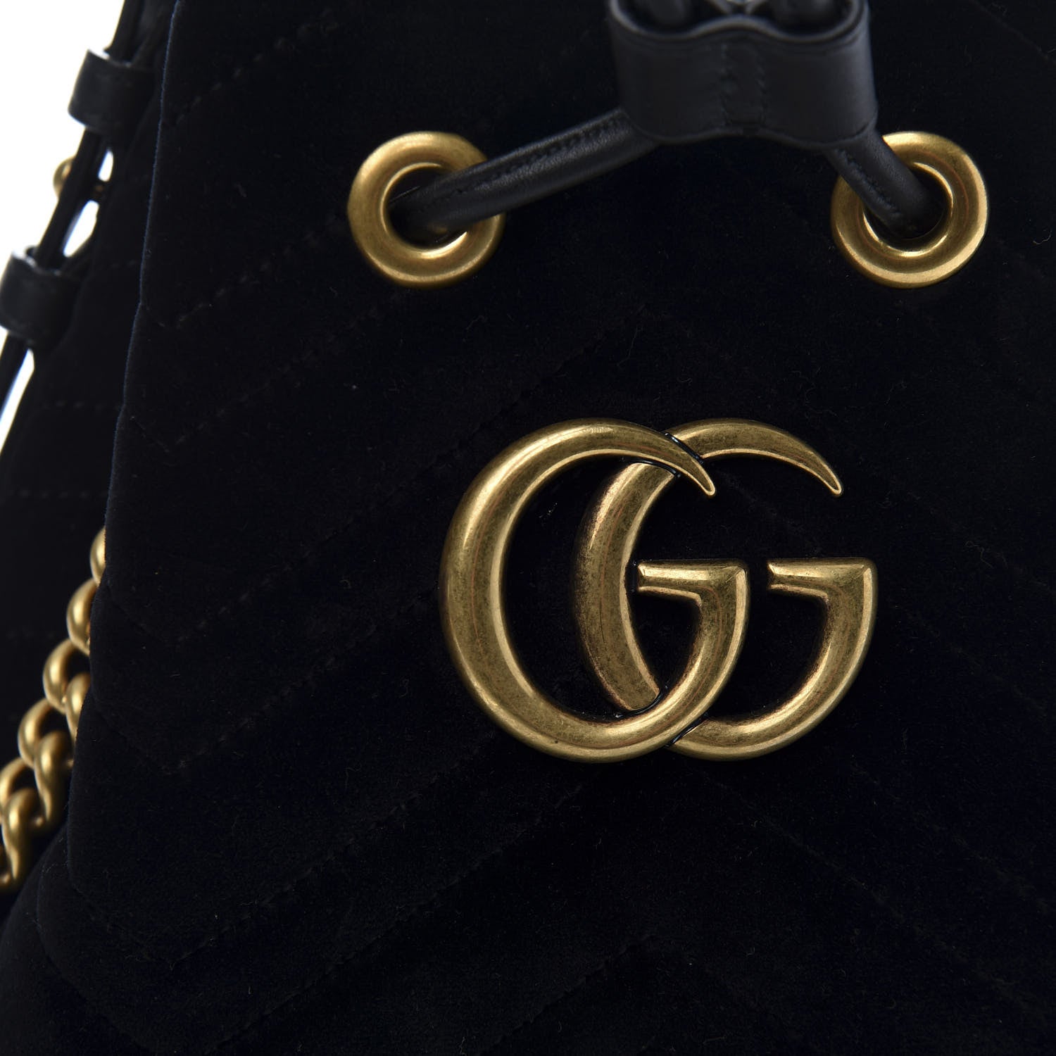 Gucci Velvet Matelasse GG Marmont Bucket Bag Black 12 of 12