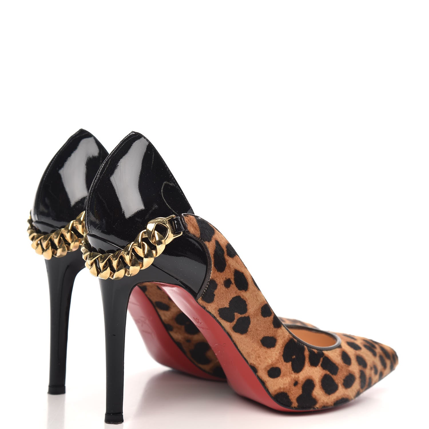 Christian Louboutin Pony Hair Leopard Patent Dorepi Pumps 38 Black 4 of 9