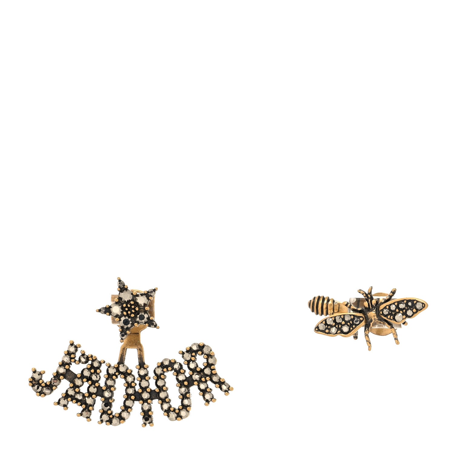 Christian Dior Metal Crystal J'adior Earrings Aged Gold 1 of 4