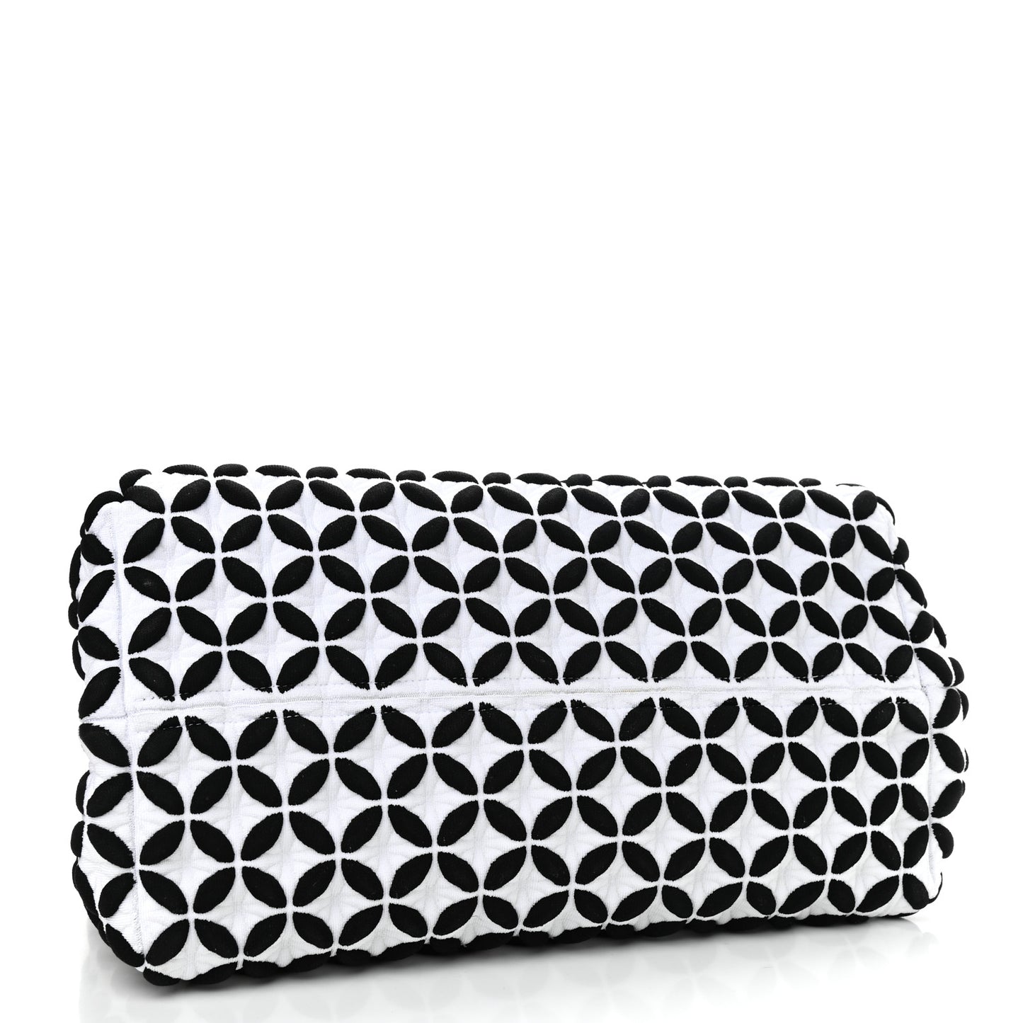 Knit Calfskin Maille Marco Petale Cabas Tote Black White