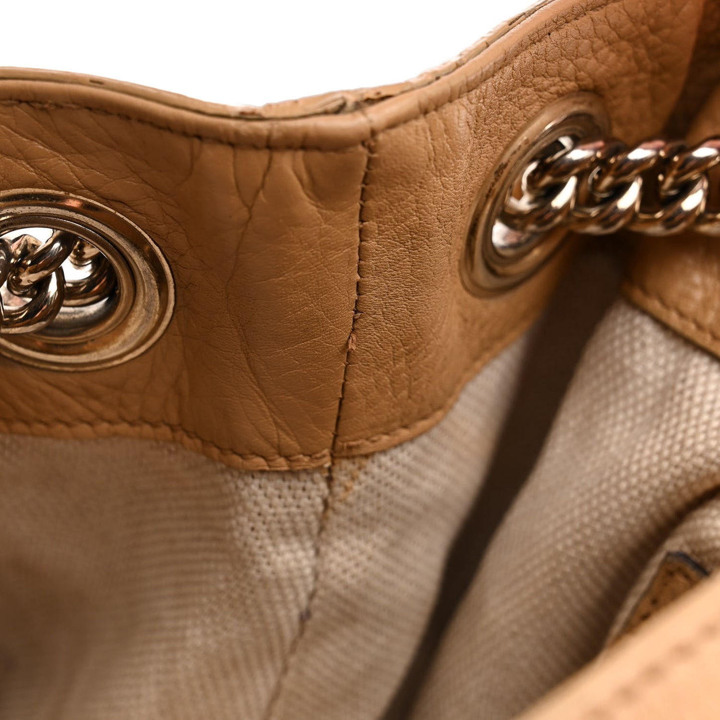 Pebbled Calfskin Large Soho Chain Shoulder Bag Nude