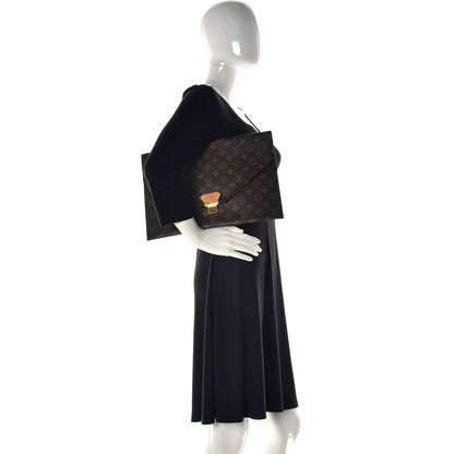 Louis Vuitton Monogram Poche Plate Envelope Clutch MM 2 of 11