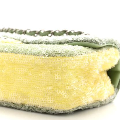 Chanel Sequin Waterfall Flap Green Light Green Yellow 10 of 10