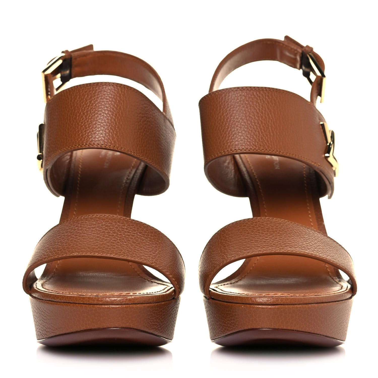 Louis Vuitton Grained Calfskin Horizon Platform Sandals 41 Cognac 2 of 9