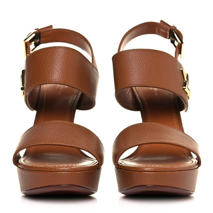 Louis Vuitton Grained Calfskin Horizon Platform Sandals 41 Cognac 2 of 9
