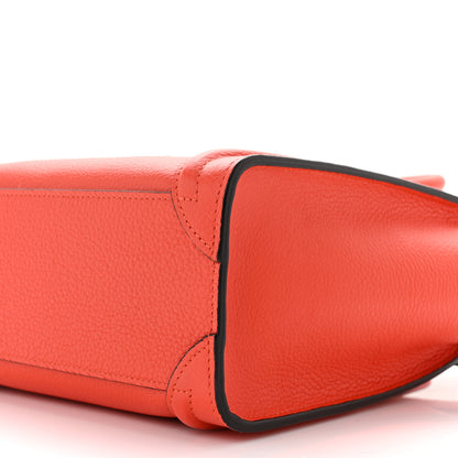 Celine Drummed Calfskin Nano Luggage Vermillion 9 of 9